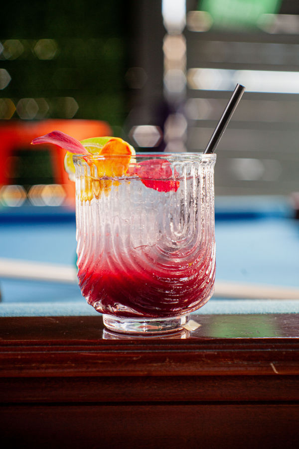 Pink poolside pour